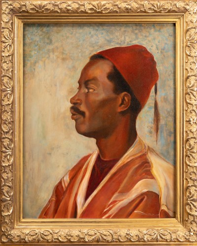 Paintings & Drawings  - Portrait of an Egyptian man - Leopold Carl Müller (1834–1892)