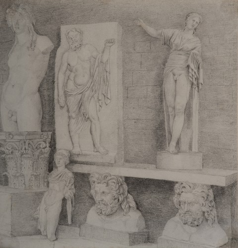 Décor avec sculpture classique - École française, vers 1800  d’après l’Antique - Tableaux et dessins Style 