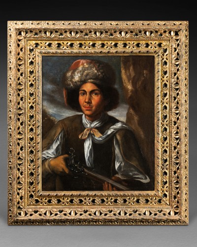 Portrait of a young man with polish-style beret and rifle - Paintings & Drawings Style 
