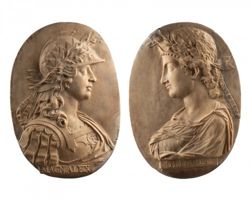 Paire de reliefs  Alexandre le Grand & Olympias