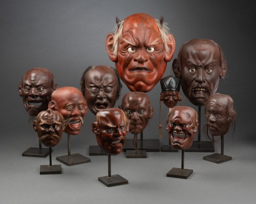 11 Japanese Nô masks - Asian Works of Art Style 