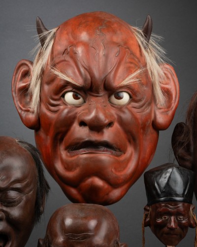 19th century - 11 Japanese Nô masks