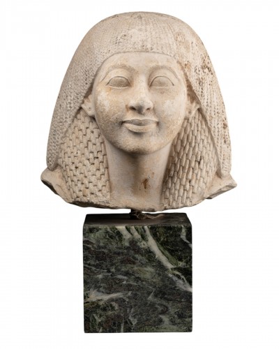 Limestone Egyptian Head of a Dignitary - Grand Tour, 19th Century
