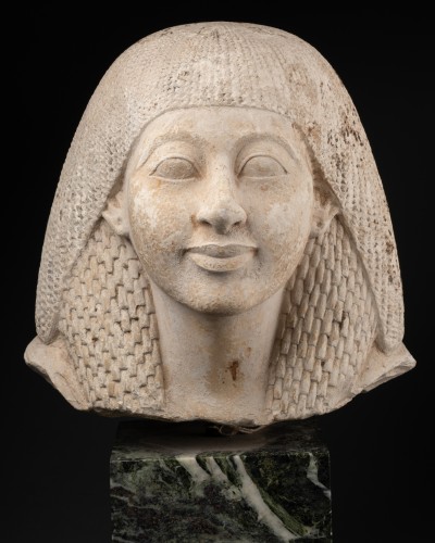 Sculpture  - Limestone Egyptian Head of a Dignitary - Grand Tour, 19th Century