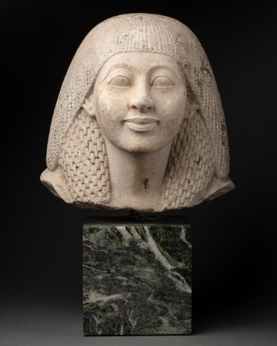 Limestone Egyptian Head of a Dignitary - Grand Tour, 19th Century - 