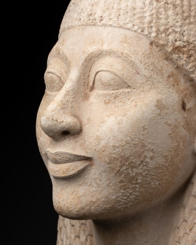  - Limestone Egyptian Head of a Dignitary - Grand Tour, 19th Century