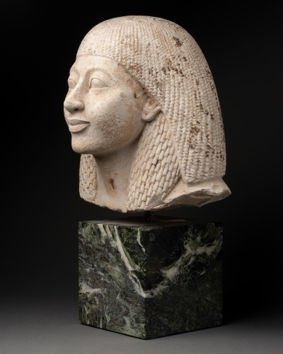 Antiquités - Limestone Egyptian Head of a Dignitary - Grand Tour, 19th Century