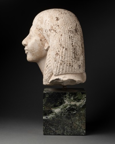 Antiquités - Limestone Egyptian Head of a Dignitary - Grand Tour, 19th Century