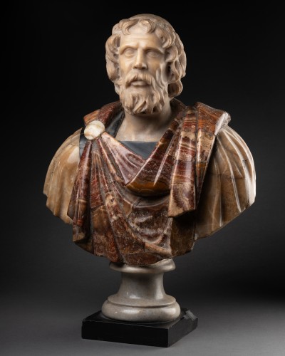 Sculpture  - Coloured Marble Bust of a Roman (Philosopher?)