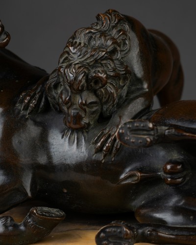 Lion attaquant un cheval - Desmet Galerie