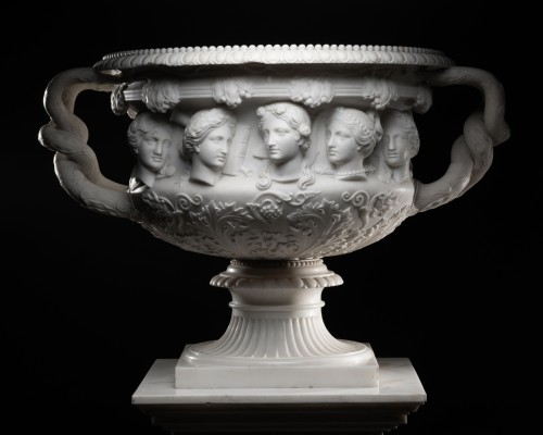 Sculpture  - Warwick type vase: Apollo &amp; the nine Muses - Lorenzo Bartolini (1777-1850) and workshop