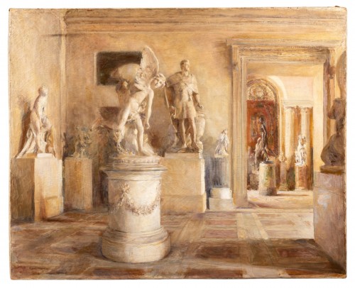 The Coustou and Houdon rooms at the Louvre Museum around 1900