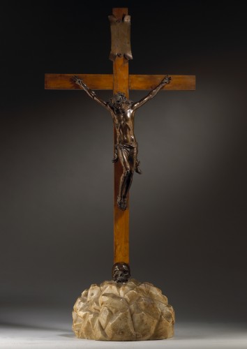 Soldani Benzi (1656 - 1740) -  Crucifixion with Vanitas - Religious Antiques Style 