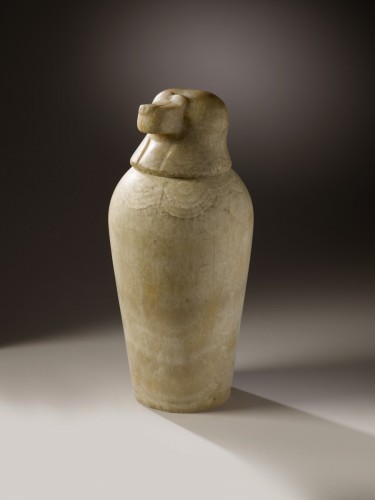 Alabaster Canopic Jar of Hapi, Egyptian, Late Period (XXVI-XXX Dyn  / 664 – - Ancient Art Style 