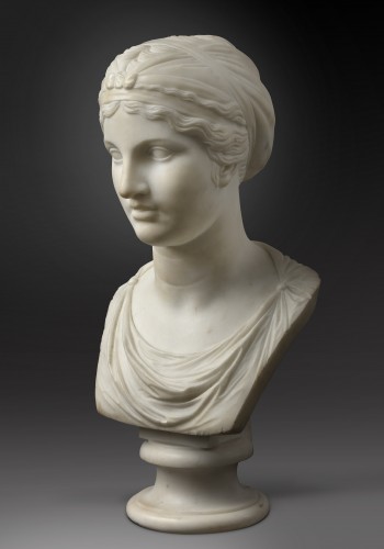Sculpture Sculpture en Marbre - Buste néoclassique de Sappho, Italie 19e siècle