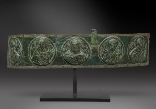 Moyen Âge - Plaque Byzantine en  bronze Repoussé
