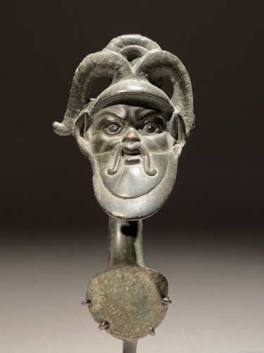 Ancient Art  - Lamp Handle shaped as Silenus,  1-3rd Century A.D