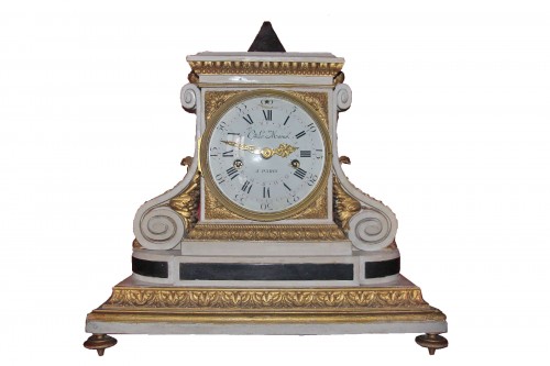 Carved, lacquered and gilded wood clock by C. de LeMoine, Paris 1778