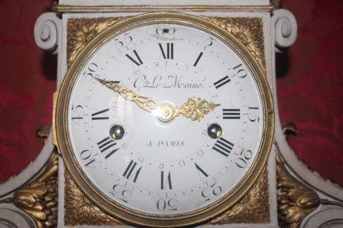 Louis XVI - Carved, lacquered and gilded wood clock by C. de LeMoine, Paris 1778