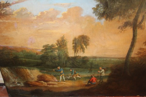 Scène de chasse , première moitié du XIXe siècle - Tableaux et dessins Style Restauration - Charles X