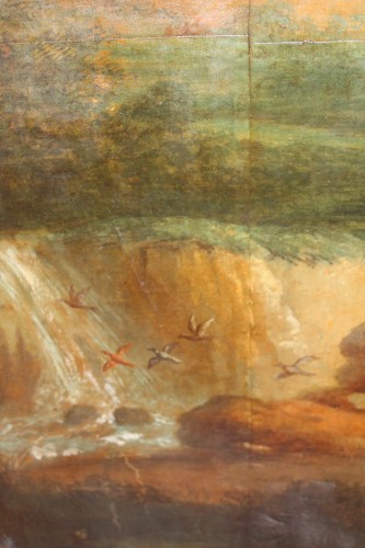 Hunting scene - Oil on paper, first half of the 19th century - 