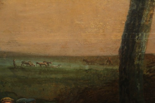 19th century - Hunting scene - Oil on paper, first half of the 19th century