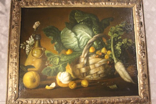 Nature Morte aux légumes, école française du XVIIe siècle - Tableaux et dessins Style Louis XIV