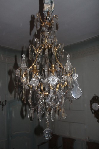 Grand lustre cage, vers 1800 en cristal taillé
