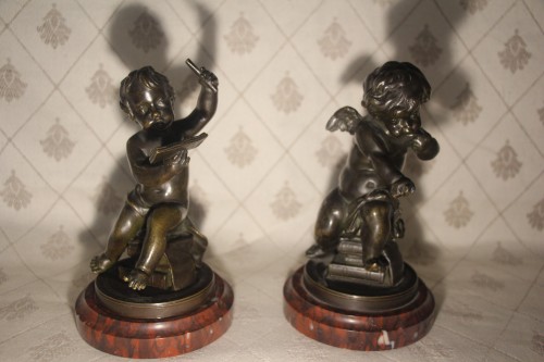Sculpture Sculpture en Bronze - Petits amours en bronze signés Sèvres, fin XIXe