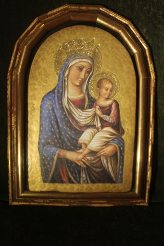 Vierge à l'Enfant signée Ghisetti, Italie XXe - Art sacré, objets religieux Style Art nouveau