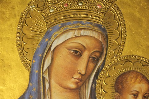 Art nouveau - Vierge à l'Enfant signée Ghisetti, Italie XXe