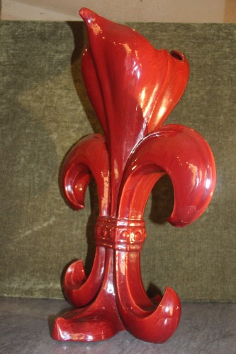 Céramiques, Porcelaines  - Vase Art nouveau fleur de lys en céramique de la maison Massier