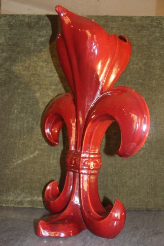 Porcelain & Faience  - Art nouveau fleur de lys ceramic vase by Massier