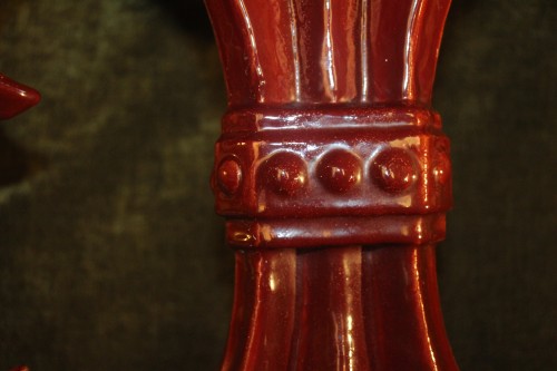 Art nouveau - Vase Art nouveau fleur de lys en céramique de la maison Massier
