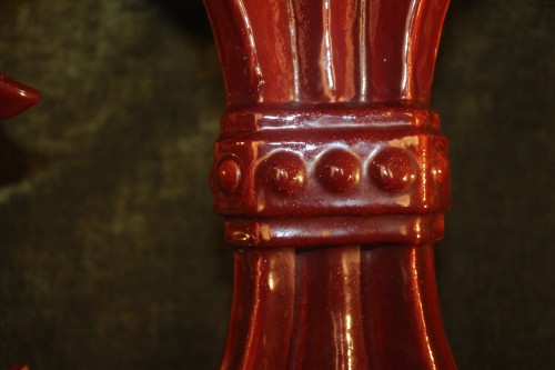 Art nouveau - Art nouveau fleur de lys ceramic vase by Massier