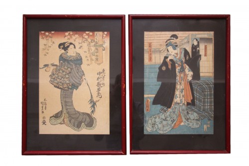 Pair of Japanese prints, Edo period, circa 1850