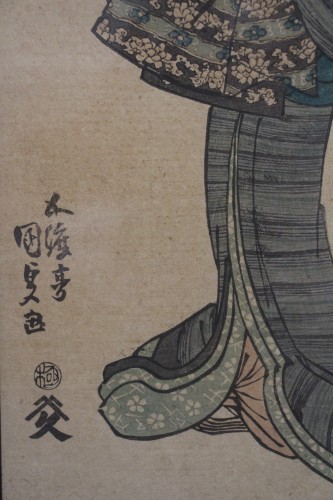 Antiquités - Paire d'estampes japonaises époque d'Edo, vers 1850