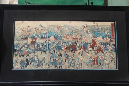 Children&#039;s games, Japanese print in triptych, late 18th century - Asian Works of Art Style 