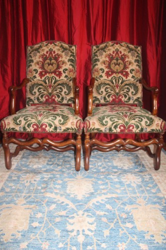 Sièges Fauteuil & Bergère - Paire de fauteuils en noyer, époque Louis XIV, Provence XVIIe