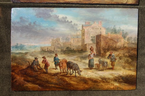 Paintings & Drawings  - Pair of animated landscapes, 17th century Dutch school