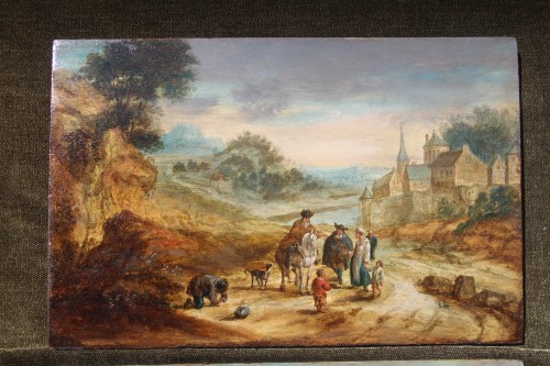 XVIIe siècle - Paire de paysages animés, Ecole hollandaise du XVIIe siècle