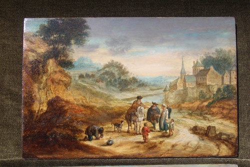 17th century - Pair of animated landscapes, 17th century Dutch school