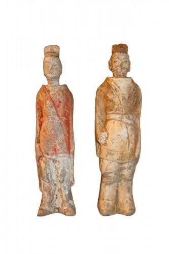 Couple de dignitaires en terre cuite de la dynastie Tang, Chine 618-907 avant J.-C.