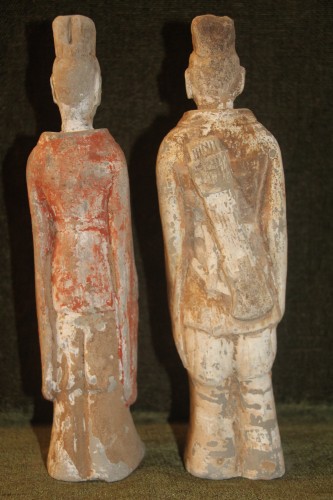Terracotta couple of dignitaries from the Tang dynasty, China 618-907 B.C. - 