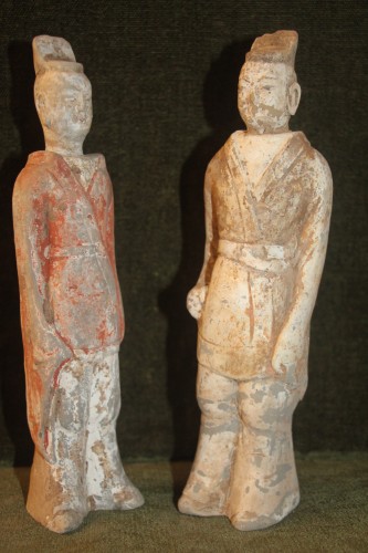 Antiquités - Terracotta couple of dignitaries from the Tang dynasty, China 618-907 B.C.