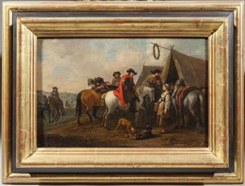 18th century Dutch school, Military halt - Paintings & Drawings Style 