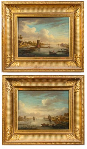 18th century Dutch school, pair of landscapes