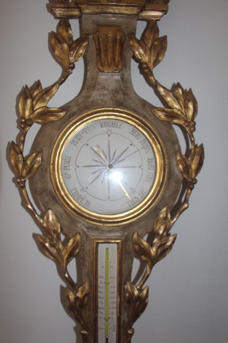Objet de décoration Baromètre - Baromètre thermomètre à la colombe, époque Louis XVI