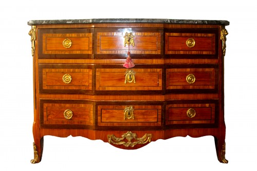 Commode Transition en marqueterie, XVIIIe siècle