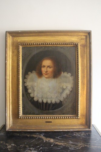 Portrait de dame à la collerette, école hollandaise du XVIIe siècle - Tableaux et dessins Style 